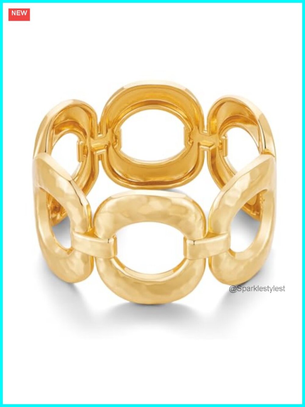 Chunky Gold Plated Hinged Bangle Bracelet for Women Statement Cuff